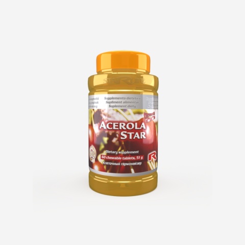 ACEROLA STAR, Acerola 1120mg + witamina C 240mg, 60 kapsułek do ssania