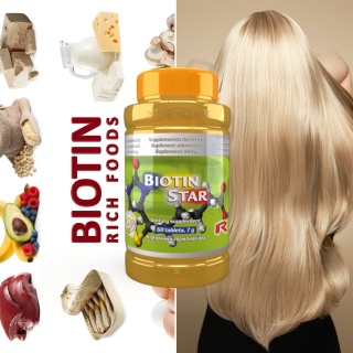 BIOTIN STAR, witamina H, zdrowe włosy i skóra, 60 kapsułek
