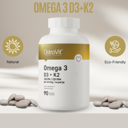 Omega 3 D3+K2, 90 kapsułek, OstroVit