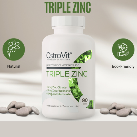Triple Zinc, cynk, 90 kapsułek, OstroVit Triple Zinc, cynk, 90 kapsułek, OstroVit