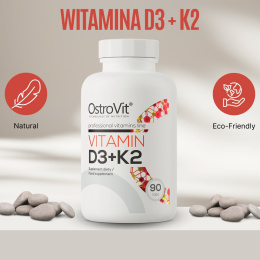 Witamina D3 + K2 (MK-7), 90 tabletek, OstroVit