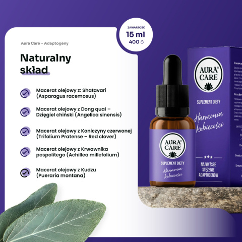 Harmonia Kobiecości, adaptogeny, 15ml, AuraCare Harmonia Kobiecości, adaptogeny, 15ml, AuraCare